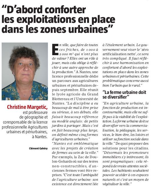 D’abord conforter les exploitations en place dans les zones urbaines